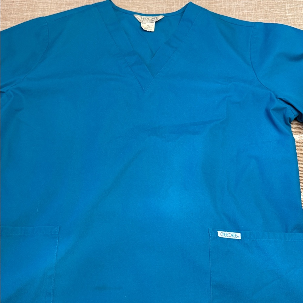 Cherokee V-Neck Blue Scrub Top